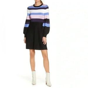 Colorblock Knit Sweater Dress | Striped Long Sleeve Fit & Flare Mini Preppy Fall